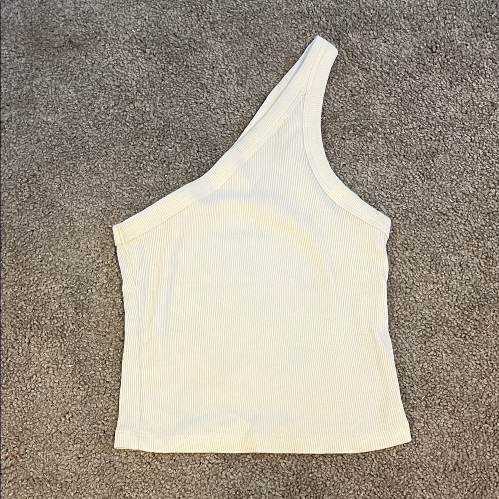 Abercrombie & Fitch One-Shoulder Cream Tank Top